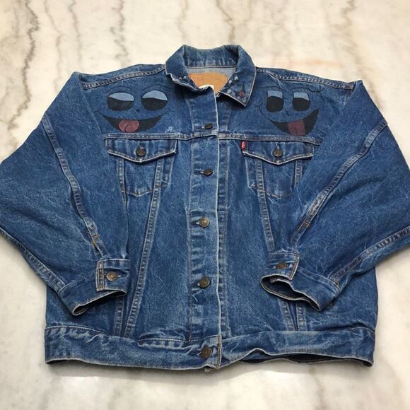 Vintage 1987 Levi’s Denim Jacket Medium Made in USA CUSTOM PAINTED - Picture 1 of 13